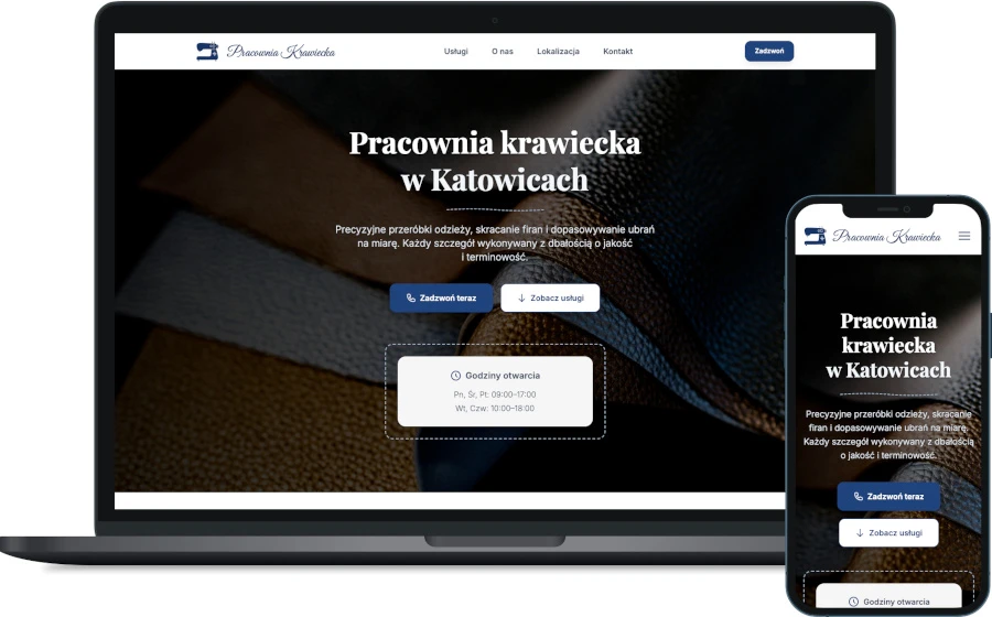 Pracownia Krawiecka Katowice - portfolio desktop i mobile